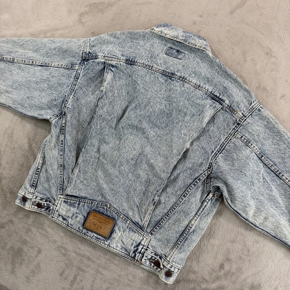 Vintage 80s Levis White Tab Trucker Jacket Acid Wash 75068-0219 Men Medium USA